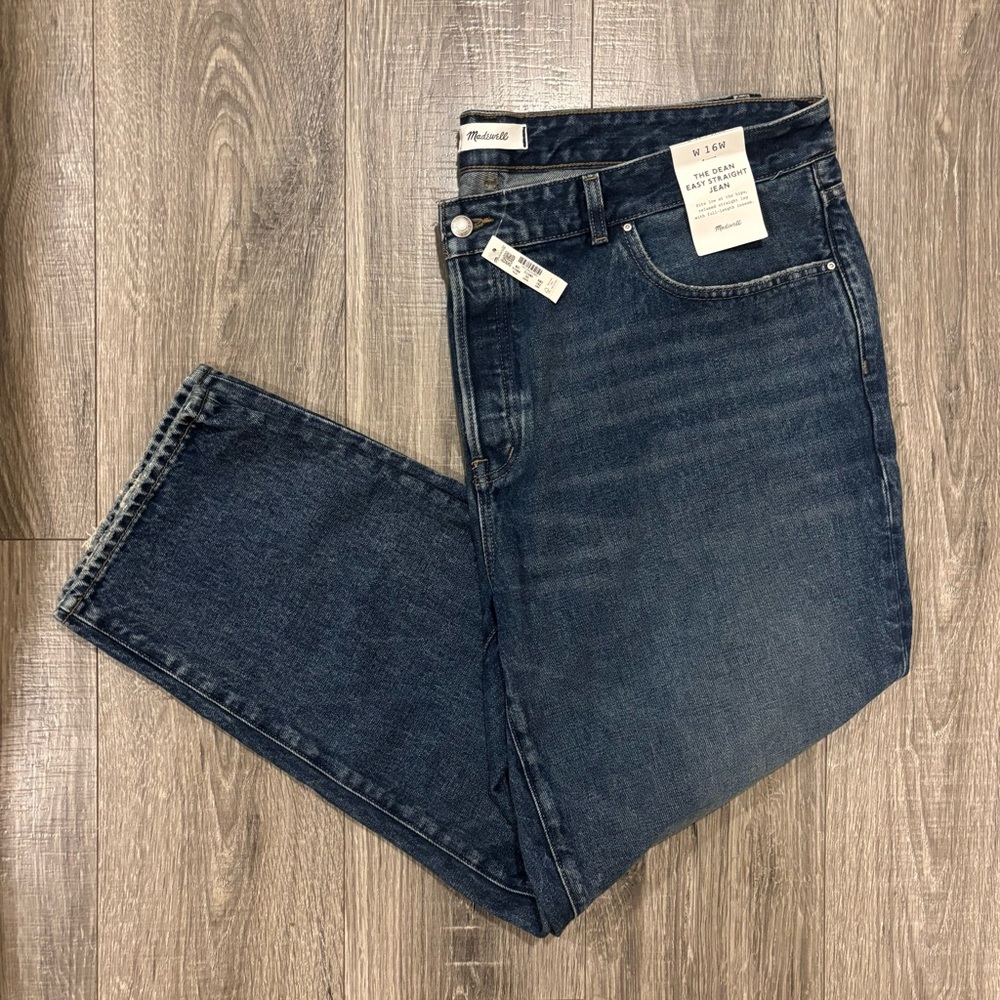 Madewell Jeans. The Plus Dean Easy Straight Jean in Greendale Wash. 16W.
